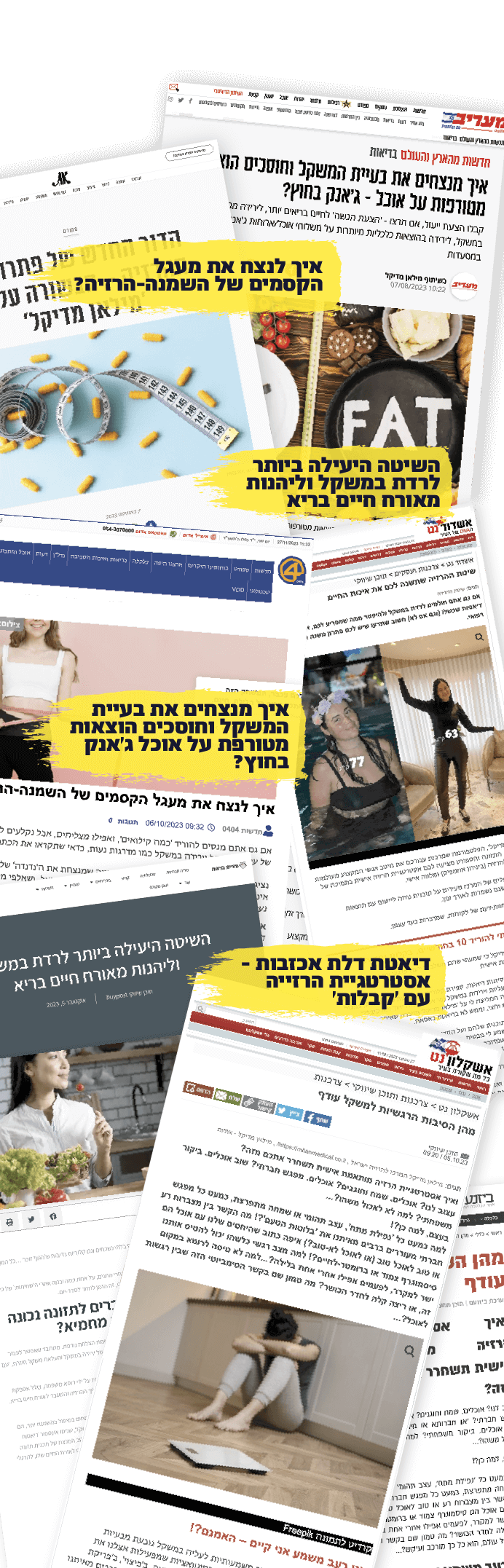 צילומי מסך מכתבות באתרי חדשות